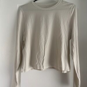 lululemon athletica Cream Long Sleeve Tee split hem bone